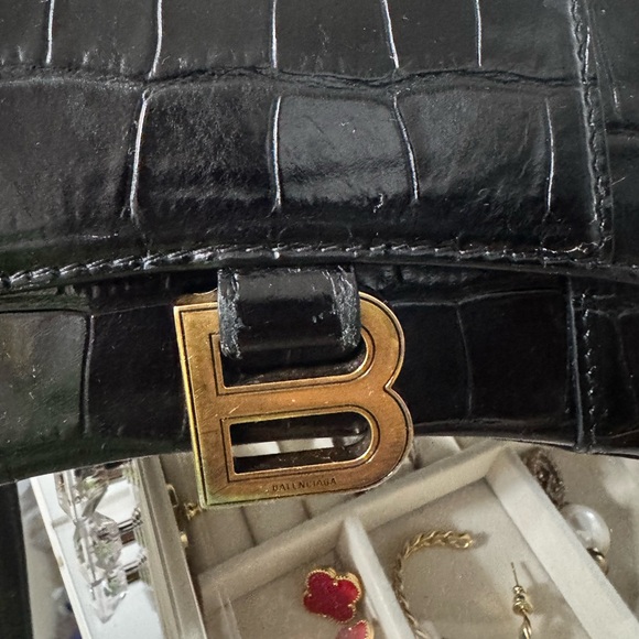 BALENCIAGA Hourglass XS croc-effect leather tote - Picture 9 of 16